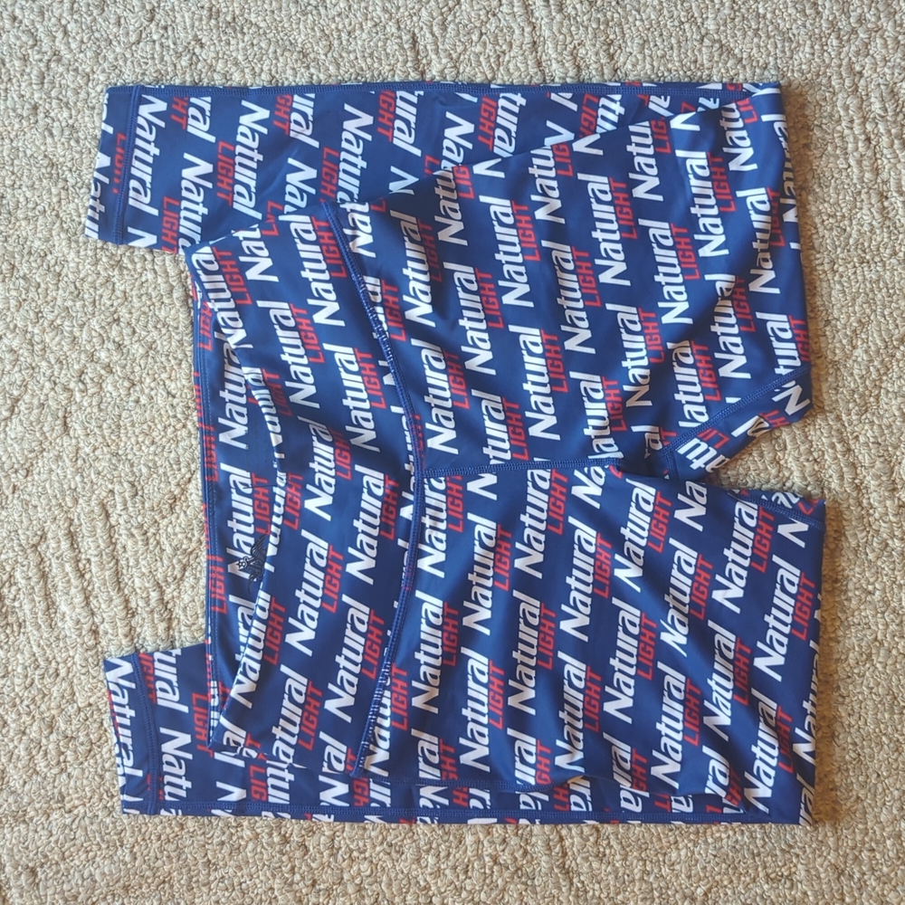 Natural Light beer brand leggings, size medium